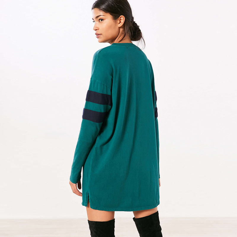 Long sleeve striped plus size dress