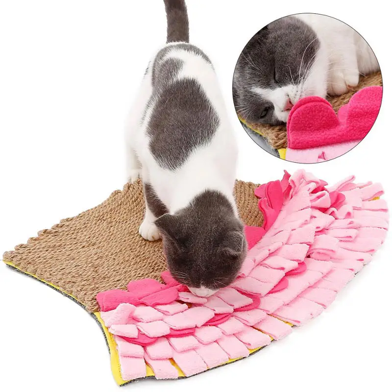 Natural Jute Puzzle Sniff Food Cat Mat