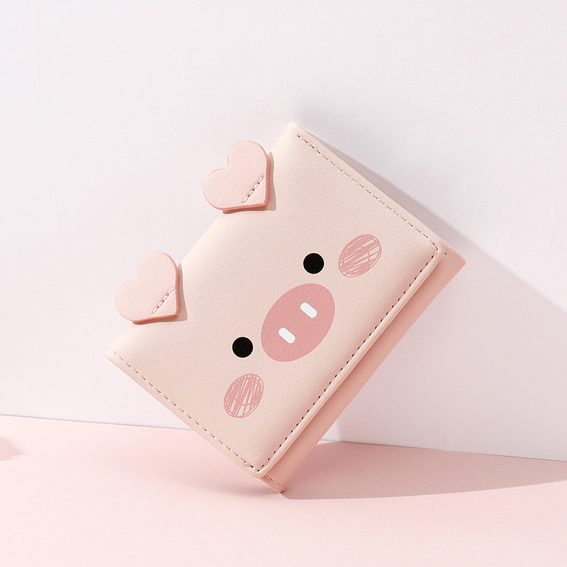 Short three-fold wallet women cartoon cute lady wallet