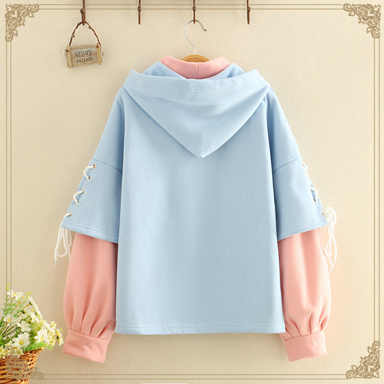 Patch color block hoodie