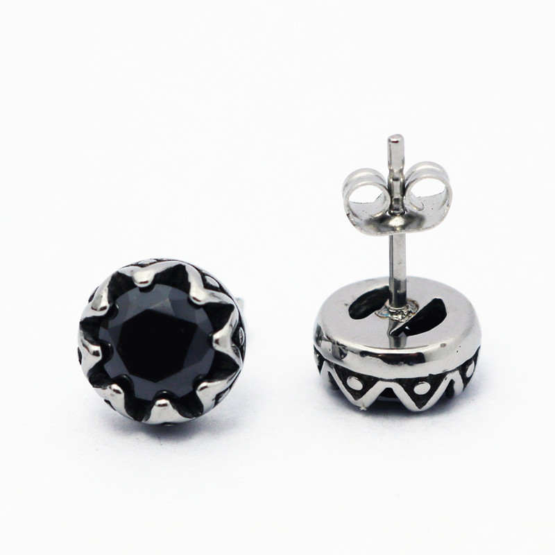 Stainless Steel Crown Stud Earrings Retro Titanium Steel Diamond Earrings Stud Earrings