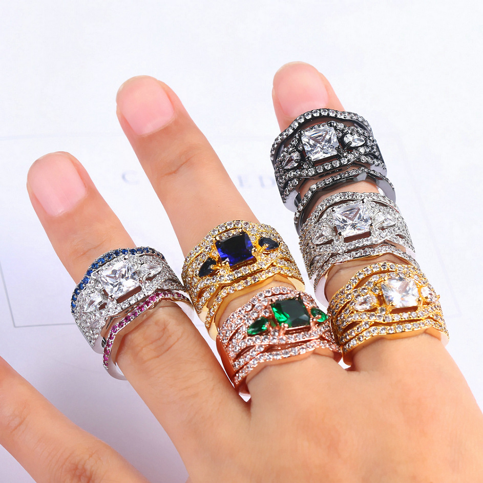 Fashion platinum-plated three-layer ring