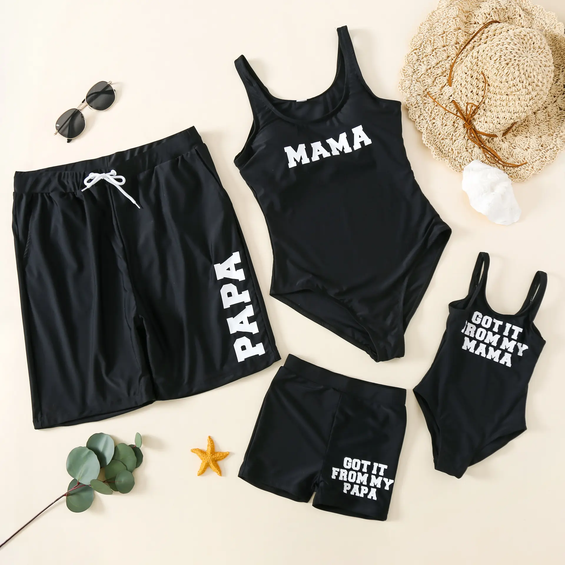 European and American words mother child swimsuit