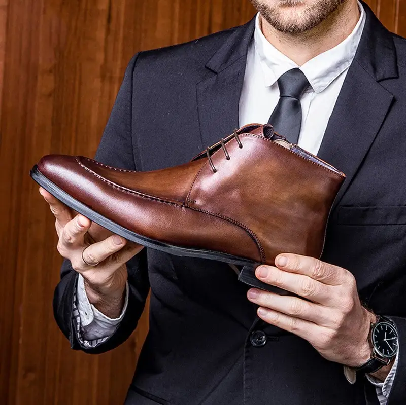 British men's high-end retro plain short boots