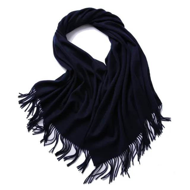 Wool solid color scarf Navy Blue - Shop at LoveMi