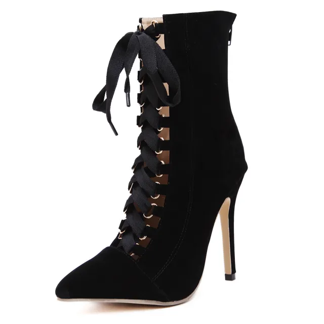 Strappy high heel nude boots Nude - Shop at LoveMi
