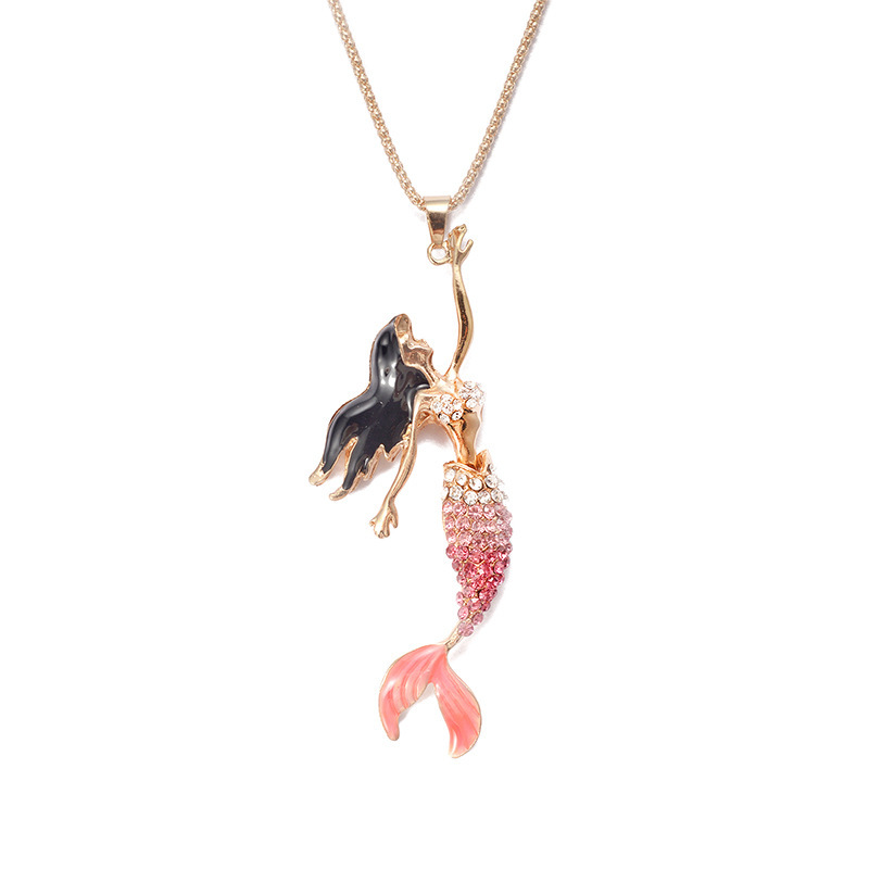 Flashing diamond dripping oil mermaid necklace sweater chain