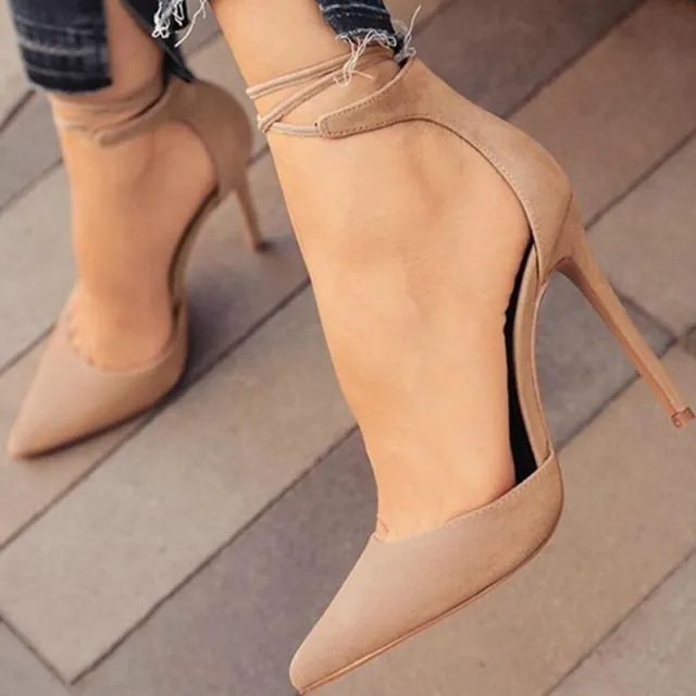 One line buckle high heel sandals plus size Khaki - Shop at LoveMi