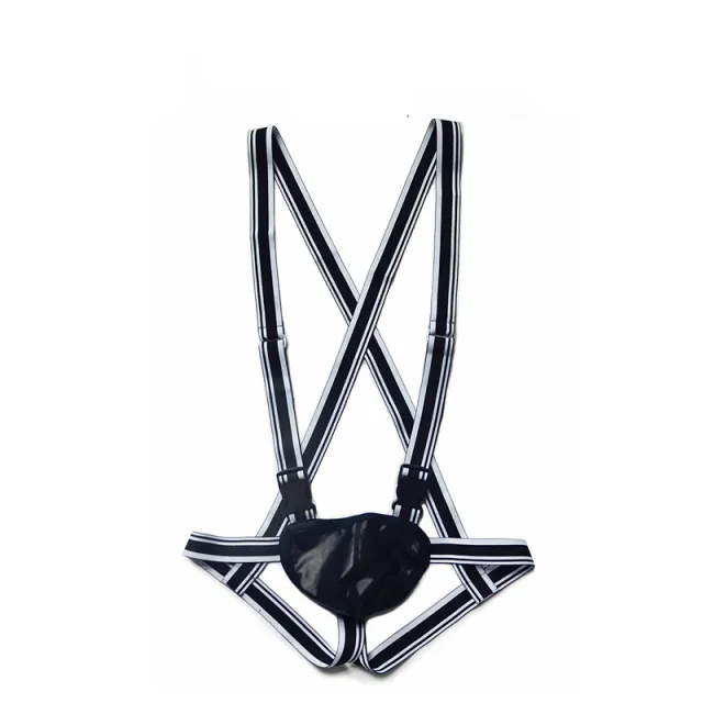 Fashionable low waist sexy imitation leather men's shorts Black - Shop at LoveMi