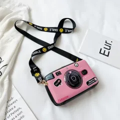 Personalised camera shape children's messenger bag - Pink - View 1
