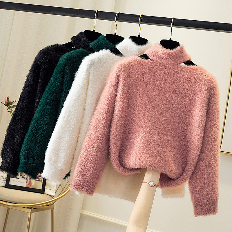 Women's original lantern sleeve mohair knitted sweater