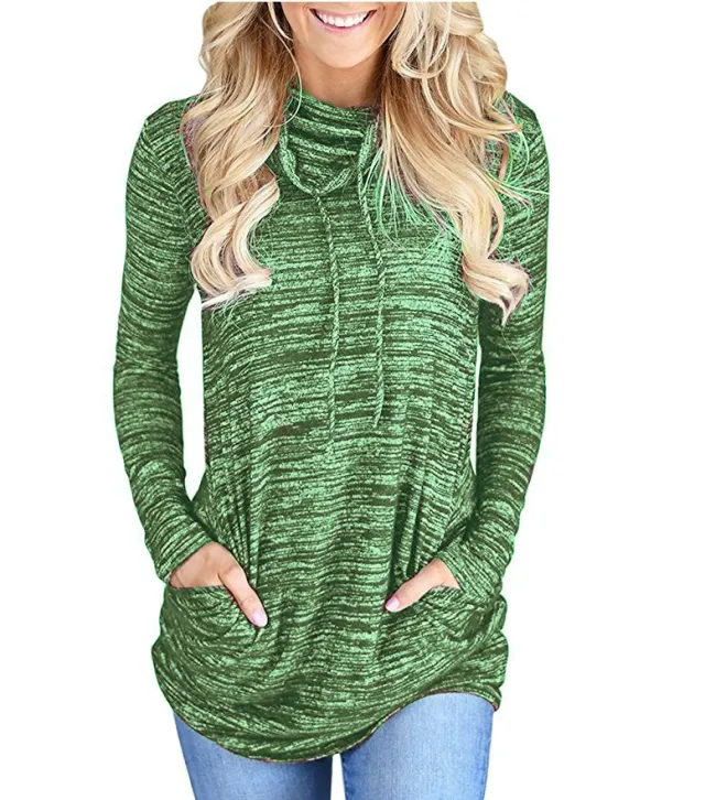 Loose sweatshirt with pockets and pile collar Light Green - Shop at LoveMi