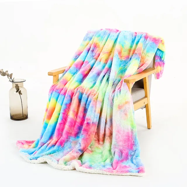 New Rainbow Tie Dye Polyester Double Layer Blanket Deep Rainbow - Shop at LoveMi