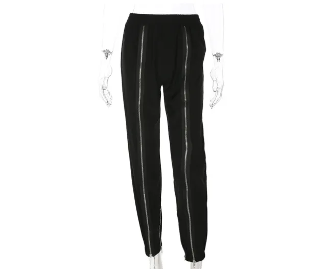 Women's new high waist zipper stitching loose casual pants female harem pants Women'S New High Waist Zipper - Shop at LoveMi