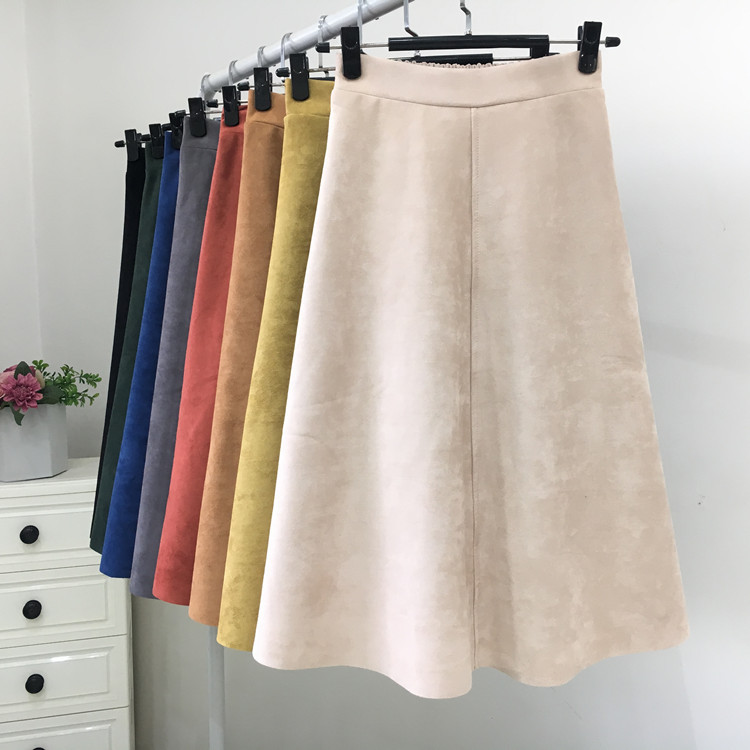 High waist deerskin velvet skirt