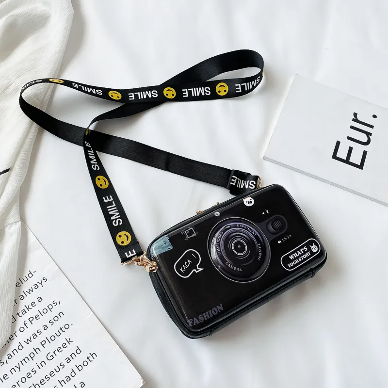 Personalised camera shape children's messenger bag - Black
