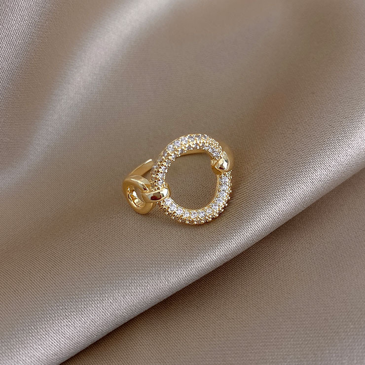 Circle micro-inlaid zircon female trendy niche design simple index finger ring