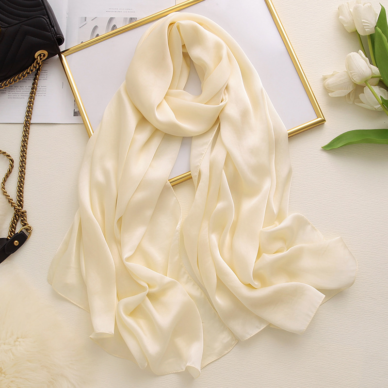 Korean style solid color ladies satin scarf