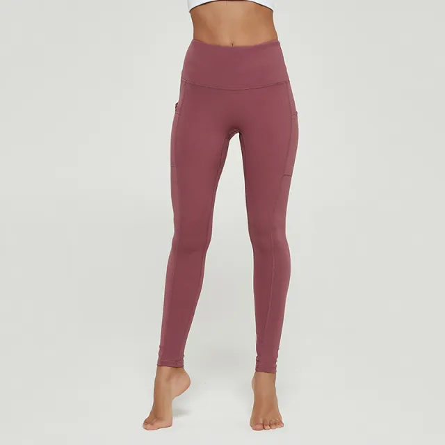 Peach hip stretch fitness nude pocket yoga pants Violet - Shop at LoveMi