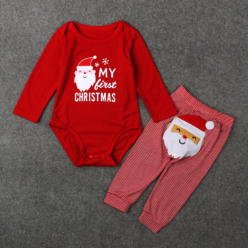 Christmas fawn long-sleeved two-piece suit
