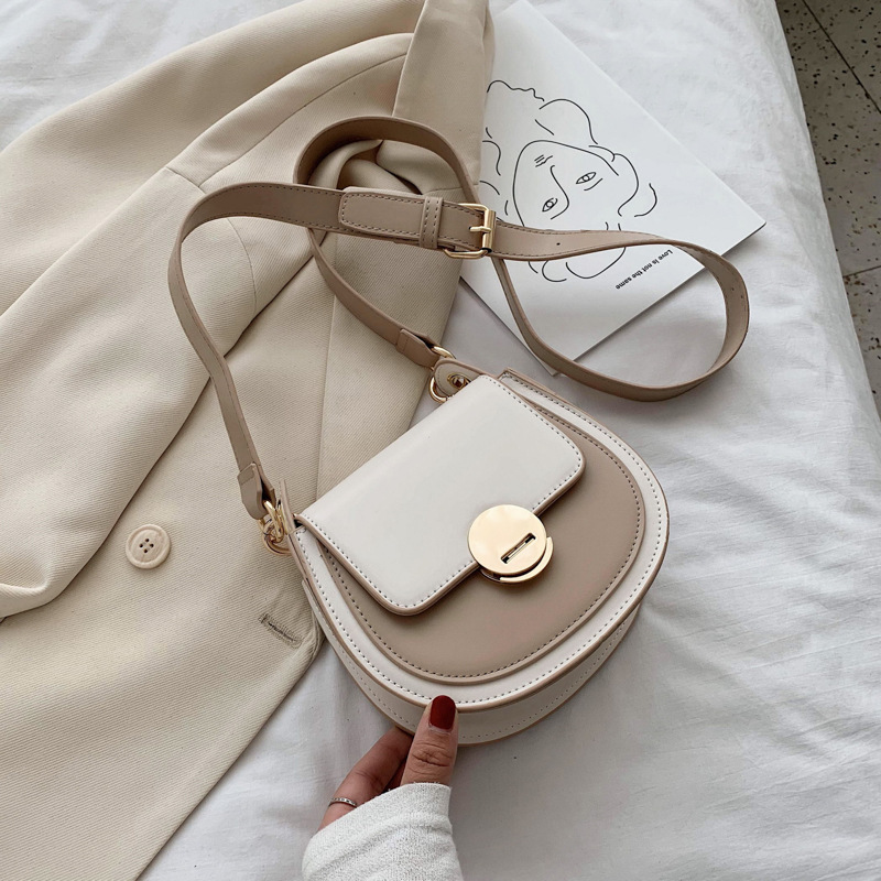 Women's popular new trendy messenger bag hit color fashion shoulder bag Khaki - Shop at LoveMi