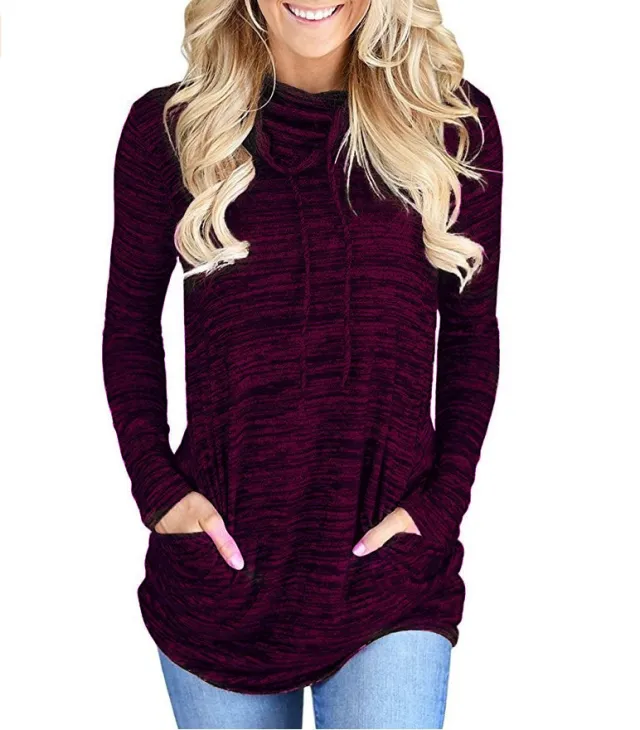 Loose sweatshirt with pockets and pile collar Fuchsia M - Shop at LoveMi