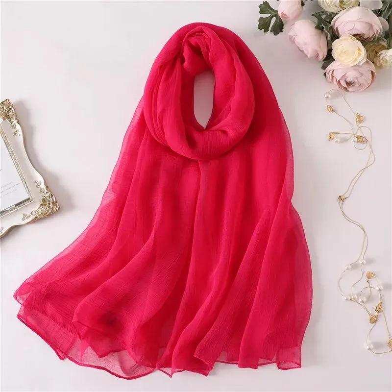 Long shawl beige scarf - Rose Red