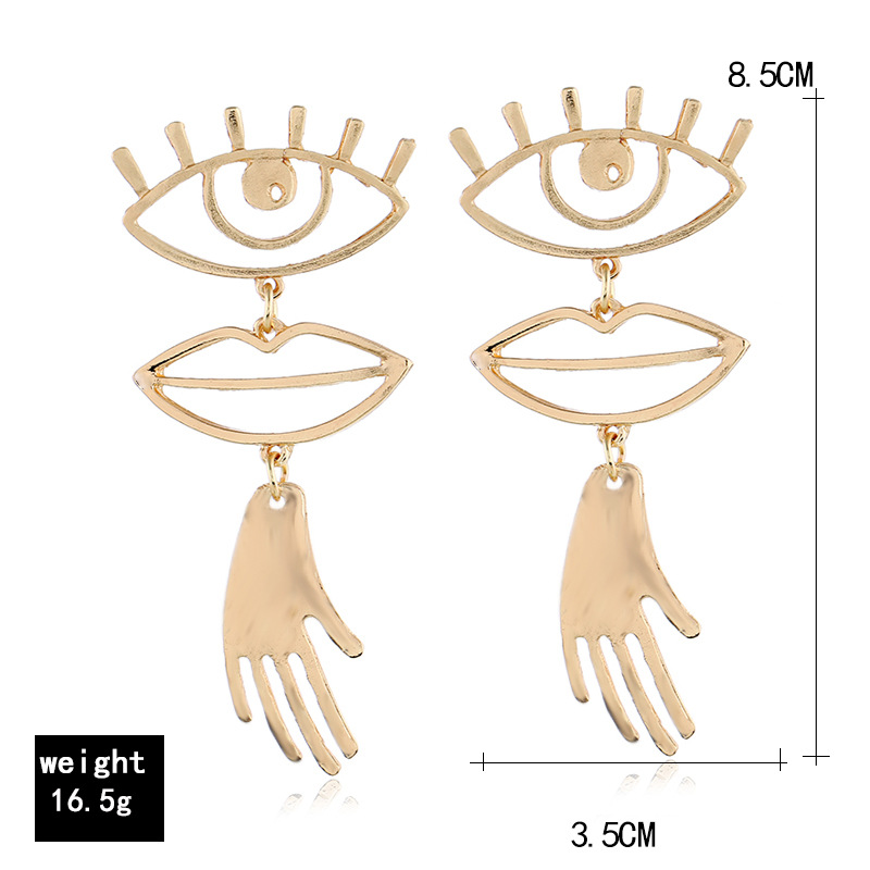 Eye mouth hand pendant earrings