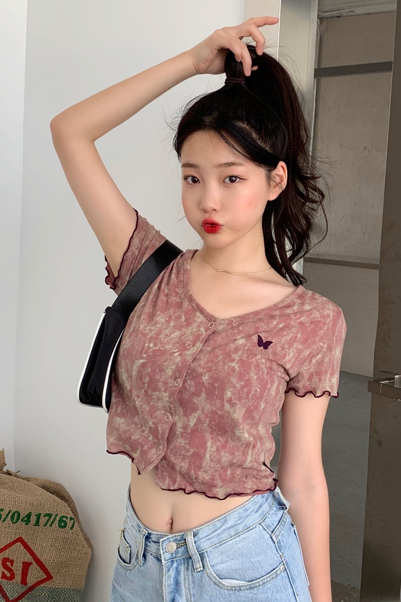 Butterfly print short sleeve t-shirt