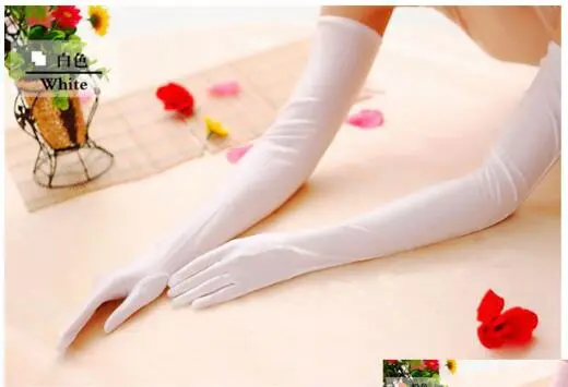 High elastic long sun protection gloves White - Shop at LoveMi