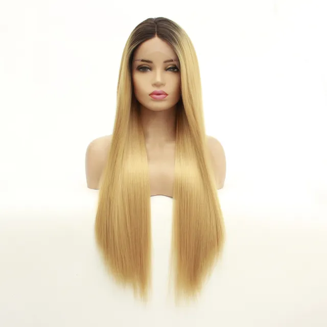 Long straight hair synthetic front lace wig headgear 26 Inches - Shop at LoveMi