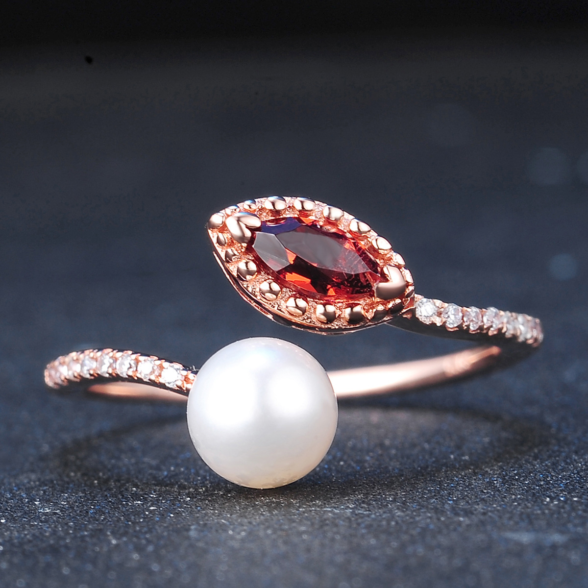 Women's natural pearl garnet rose gold jewelry