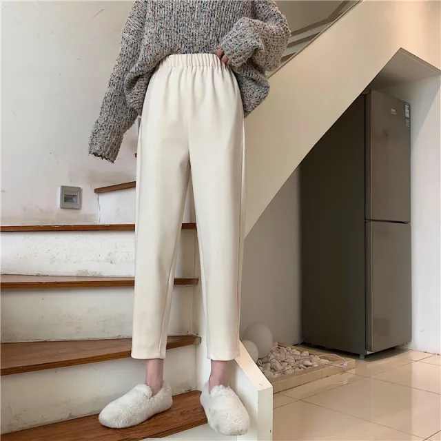 Woolen radish casual Capris Beige - Shop at LoveMi