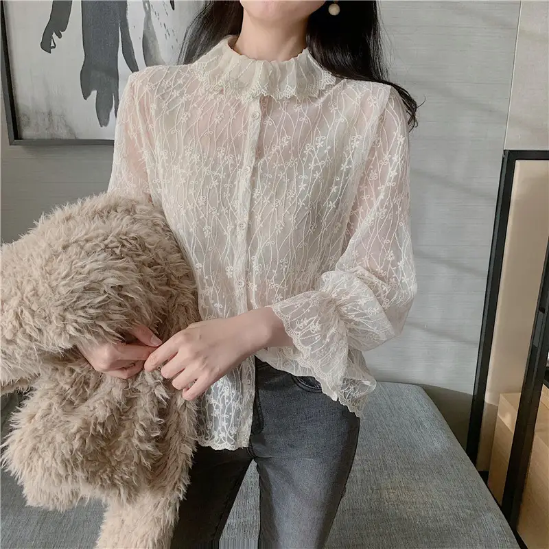 Embroidered lace shirt