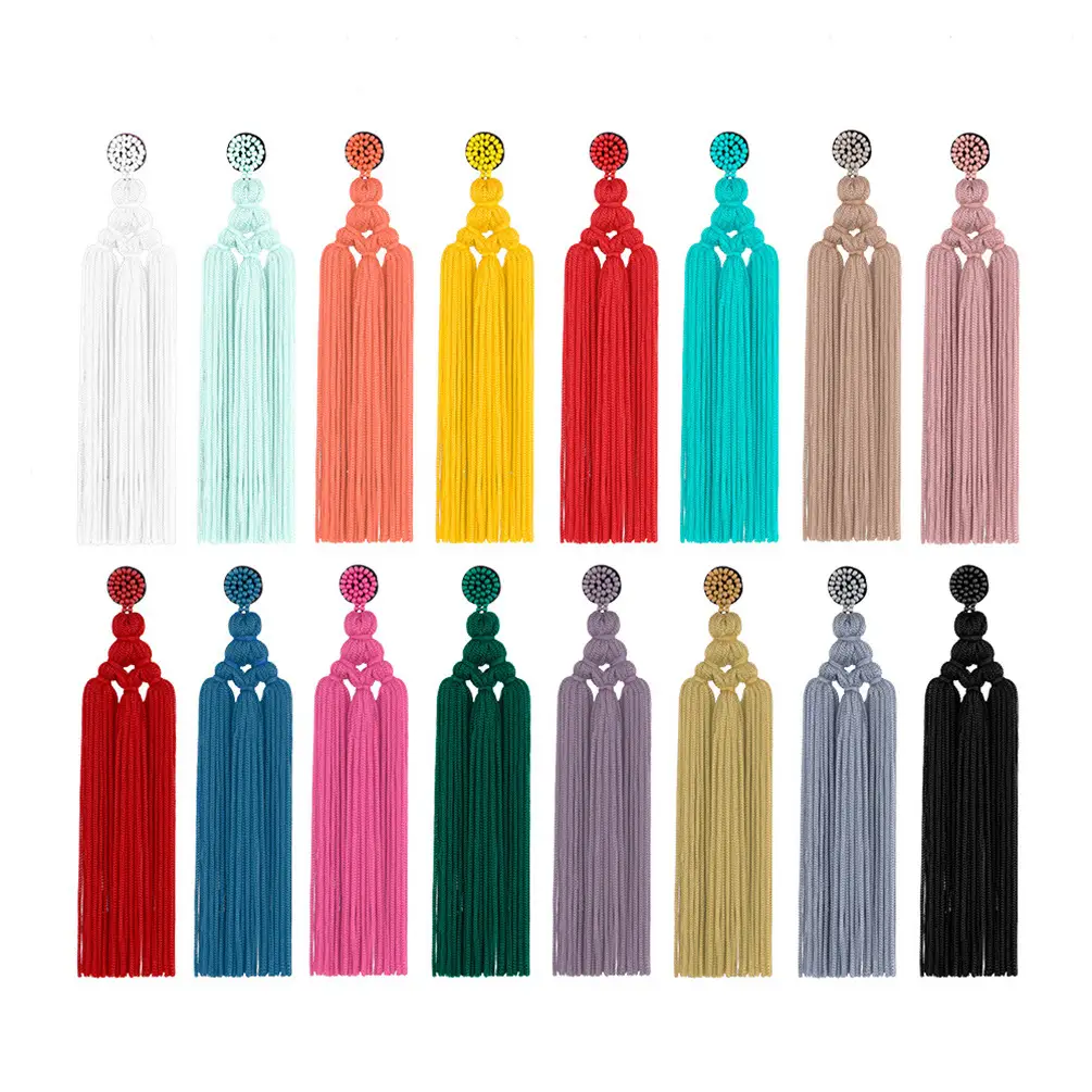 Bohemian hand-woven rope knot tassel earrings