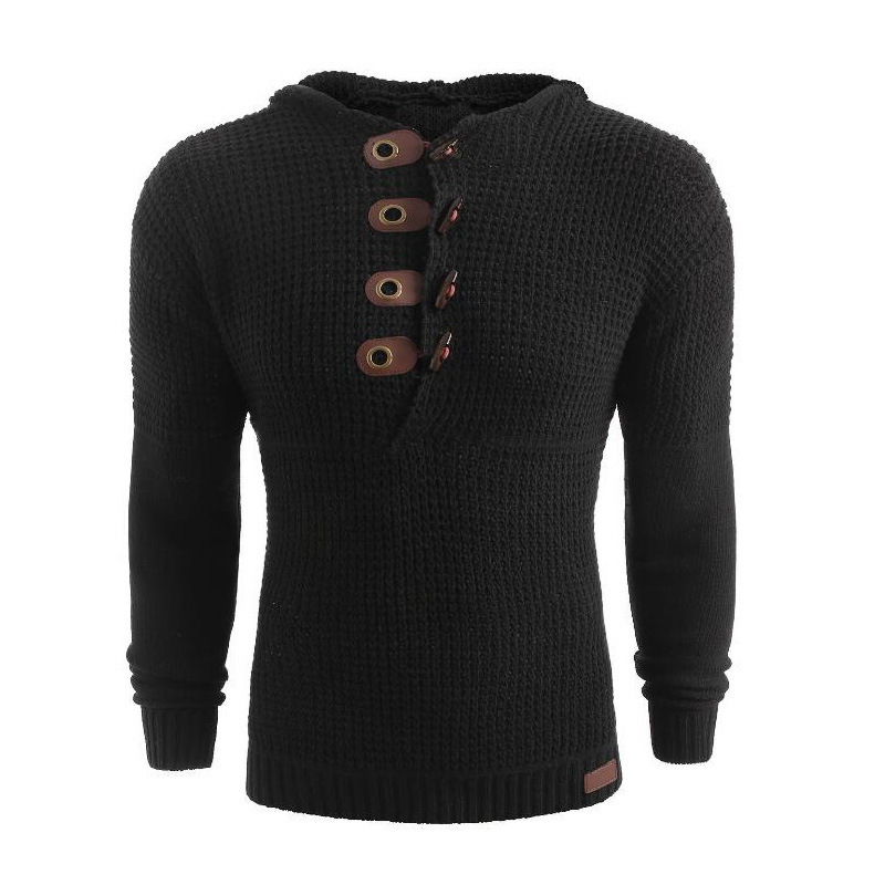 Men's oblique button long-sleeved sweater coat