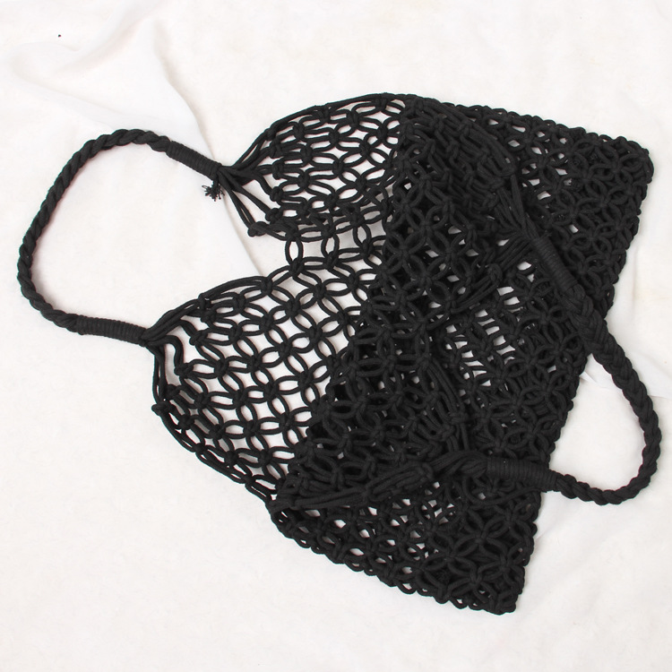 Summer hollow mesh woven bag Black - Shop at LoveMi