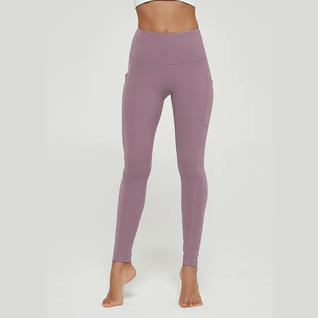 Peach hip stretch fitness nude pocket yoga pants Light Pink Purple - Shop at LoveMi