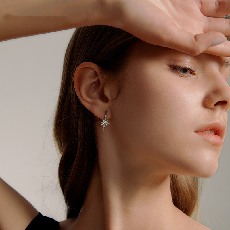 Eight Pointed Star Stud Earrings Simple Earrings