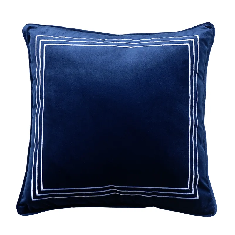 Round pillow head cushion b&B is wrapped in navy blue - Blue