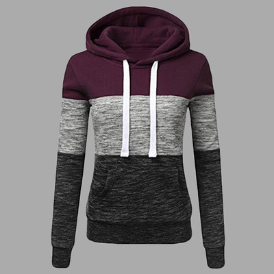 Colorblock Hooded Drawstring Sweater