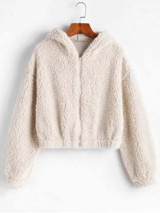 Short plush sweater - White