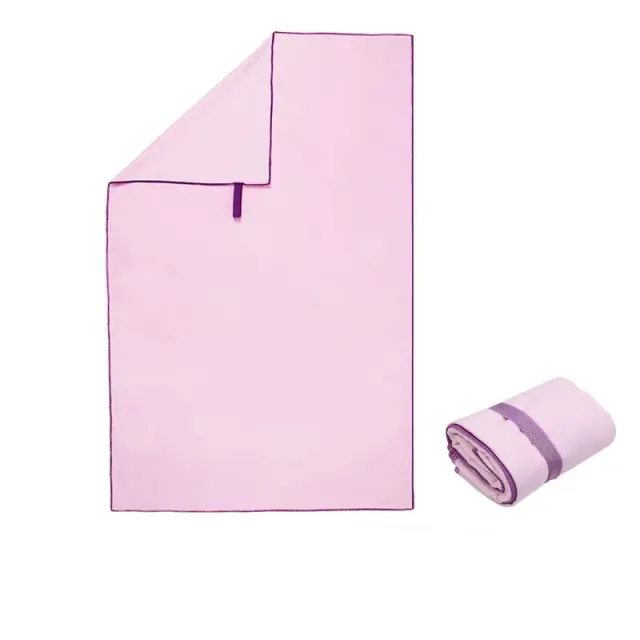 Microfiber double sided fleece quick drying portable swimming towel with strap Pink - Shop at LoveMi