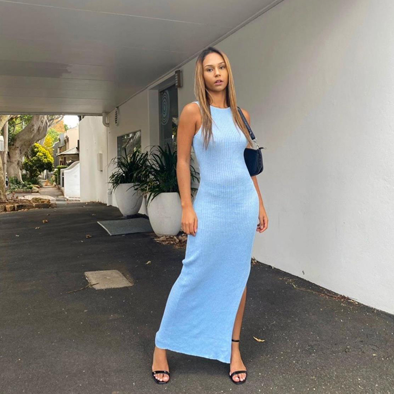 Solid color sleeveless dress