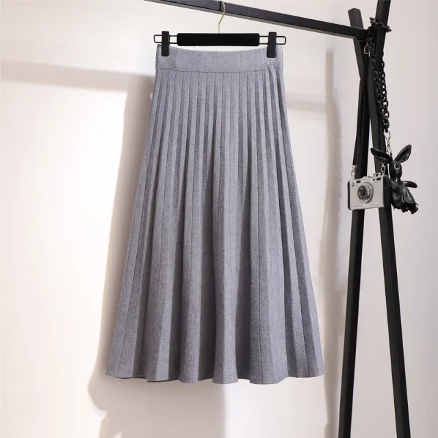 New autumn and winter knitted basic skirt Grey - Shop at LoveMi
