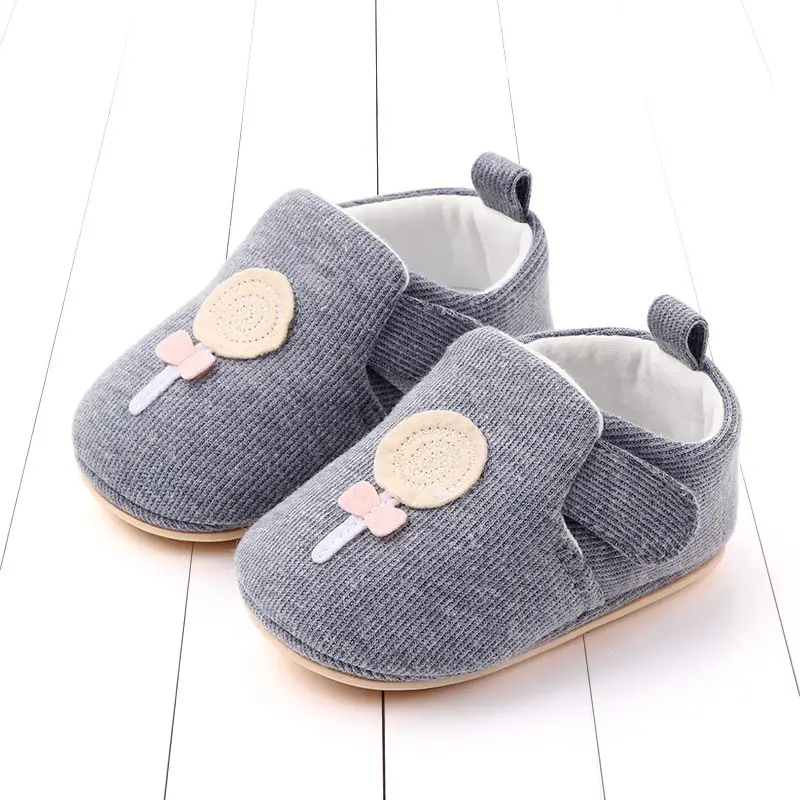 Anti-slip rubber sole baby shoes double Velcro