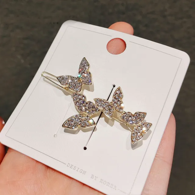 Korean temperament fairy water diamond smart butterfly clip Silver - Shop at LoveMi