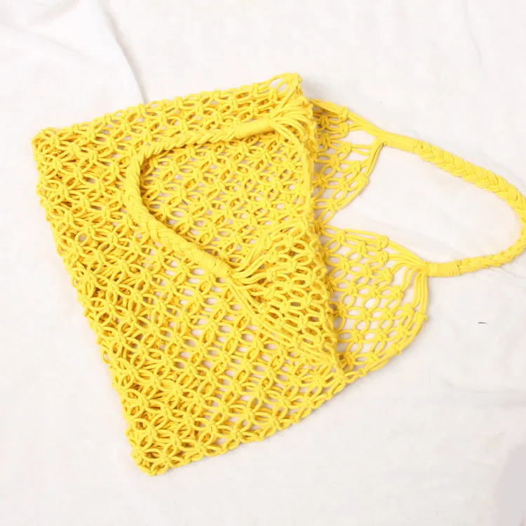 Summer hollow mesh woven bag - Yellow