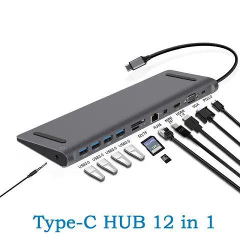 Type-C Hub Dock 12 in 1 Usb-c HD Extended