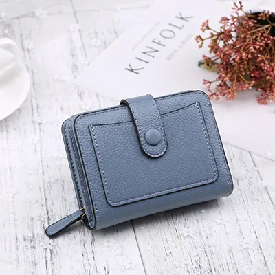 Lychee stripe lady's wallet Blue - Shop at LoveMi